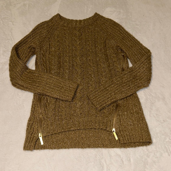 Michael Kors Women’s Tan Pullover Cable Knit Sweater with Zippers Size Small - Picture 1 of 10